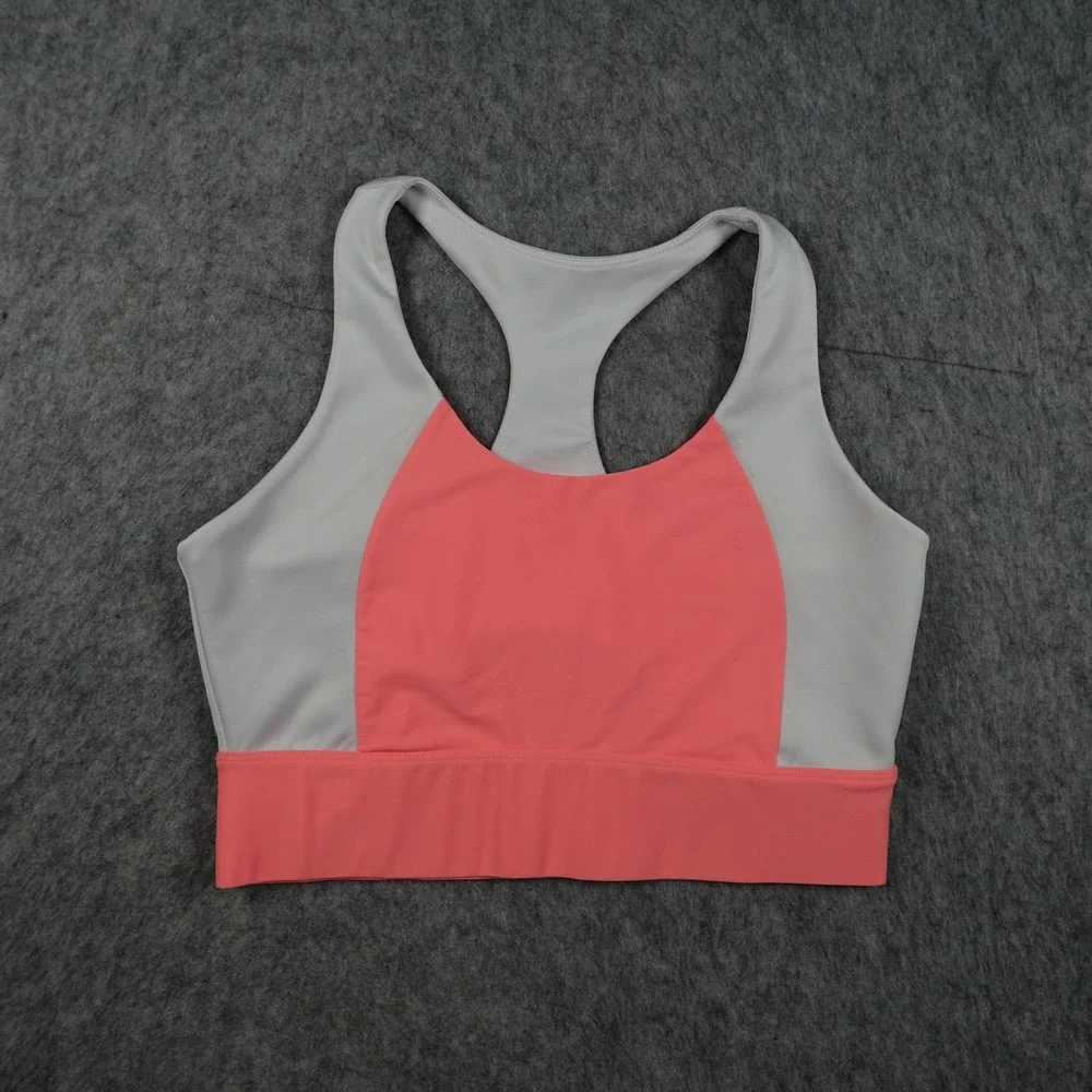 Fabletics Bra Women L/XL? Pink Gray Colorblock Racerback Keyhole Active Stretch